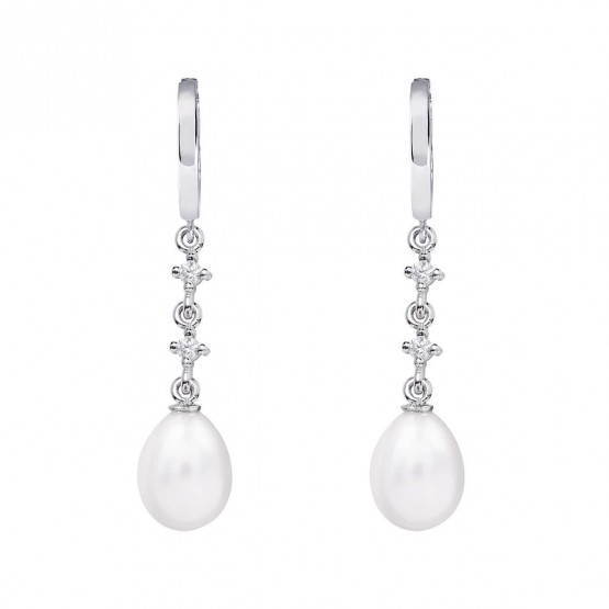 Pendientes para novia en plata topacios con perlas 79B0302TE1|Argyor