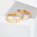 Alianza de boda con ranuras 4mm en oro bicolor satinado D1540S00A