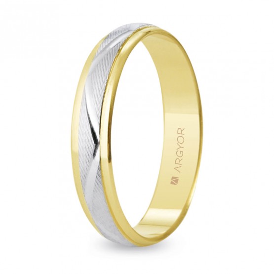 Alianza de boda oro bicolor zig-zag 4mm (5240138)