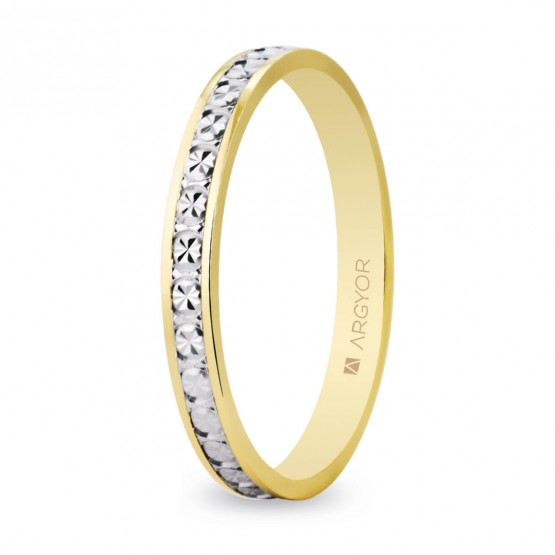 Alianza de boda bicolor diamantada dos oros 2,5mm (5225463)