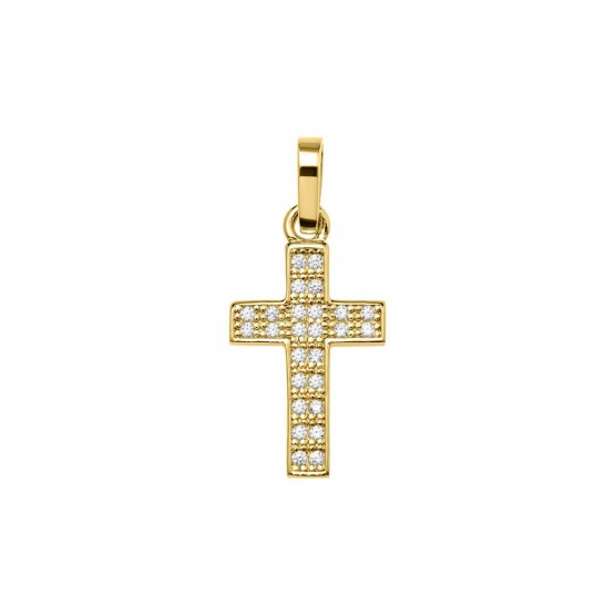 Cruz de oro con diamantes o circonitas (75A0026)