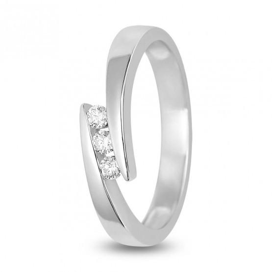 Anillo de compromiso oro blanco y 3 brillantes (1.110.21)