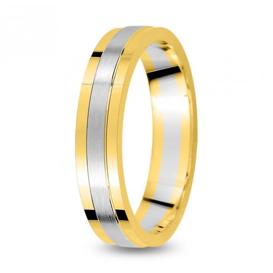 Alianza de boda con ranura 4mm en oro bicolor con diamante A18958B40