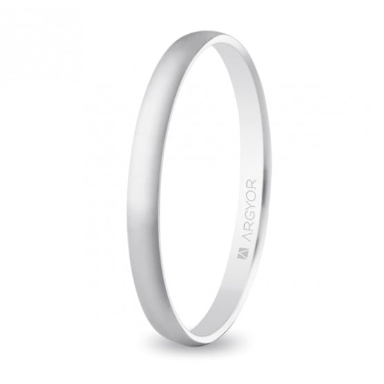 Alianza de boda oro blanco media caña brillo 2mm (5B201)