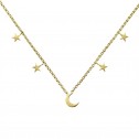 Collar de plata de ley 925 dorada Luna y Estrellas (3A8307300A)
