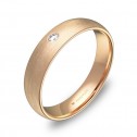Alianza de boda de 4,5mm en oro rosa satinado con diamante A0145S1BR