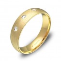 Alianza de boda oro amarillo media caña gruesa 3 diamantes A0150S3BA