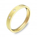 Alianza de boda en oro amarillo plana gruesa con diamantes B0130H3BA