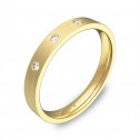 Alianza de boda en oro amarillo plana gruesa con diamantes B0130S3BA