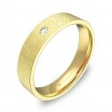 Alianza de boda plana gruesa oro amarillo con diamante B0145H1BA