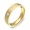 Alianza de boda de oro amarillo satinado 3 diamantes B0145S3BA