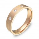Alianza de boda oro rosa satinado con 3 diamantes B0145S3BR