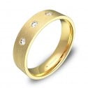 Alianza de boda plana gruesa en oro satinado con diamantes B0150S3BA