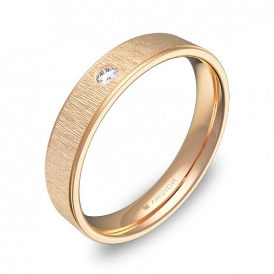 Alianza de boda 4mm en oro rosa combinado con diamante C1840C1BR