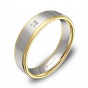 Alianza de boda plana con biseles en oro bicolor 1 diamante D1850P1PA