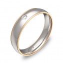 Alianza de boda  biseles en oro bicolor pulido con diamante D3145P1BR