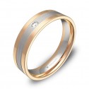 Alianza de boda con ranuras en oro bicolor con diamante D3450C1BR