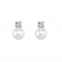 Pendientes de platino con diamantes y perlas (75B0103P)