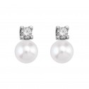 Pendientes de platino con diamantes y perlas (75B0103P)