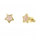 Pendientes oro Estrella con zafiros rosa (76APE005ZR)