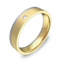 Alianza de boda con ranuras 4,5mm oro bicolor con diamante D0245S1BA