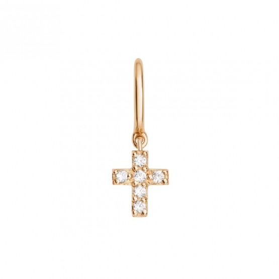 Pendientes de aro con cruz de brillantes oro rosa (061R114) 1