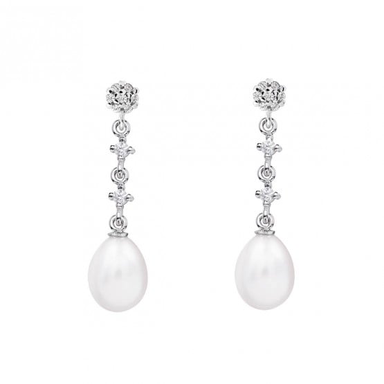 Pendientes para novia en plata y topacios con perlas (79B0602TE1) 1